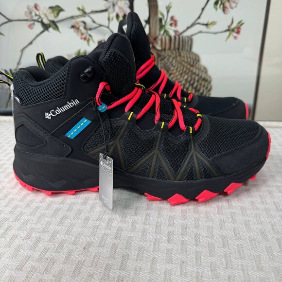 Columbia Womens Peakfreak II Mid Outdry Hiking Boots Size 11 Black/Red Ortholite - Picture 1 of 9